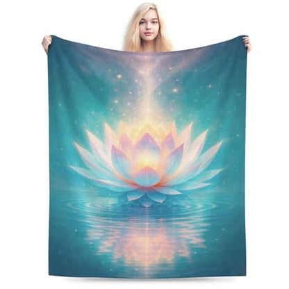 Lotus Blanket Zen Lotus Waterlily Throw Blanket Soft Cozy Fleece Fuzzy Meditation Yoga Plush Warm Stuff Bedding Nursery Blankets Gifts for Boys Girls Kids Adult Men Women 50"X60" - color: Lotus, size: 50"x60"