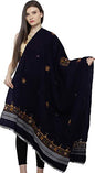 Exotic India Women's Pure Wool Shawl from Kutch with Central Embroidered Chakra and Mirrors Ethnic Design Stole, Scarves - color: Astral Aura