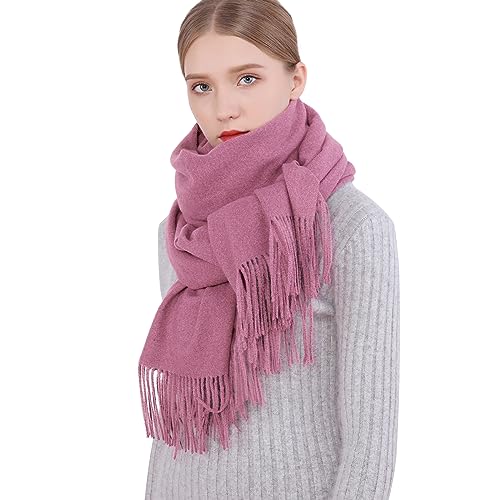 RIIQIICHY Winter Scarfs for Women Pashmina Shawls Wraps for Evening Dresses Large Warm Soft Scarves - color: Dull Pink