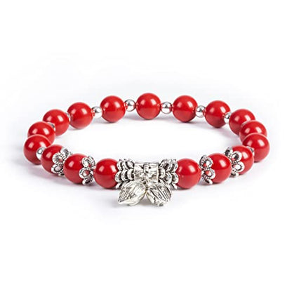 Natural Stretch Gemstone Bracelet Healing Stone Beaded Bracelets for Women Men Gifts (Unisex) - color: red cinnabar