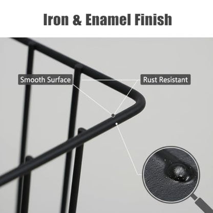 10 PCS Grid Wall Baskets and Bins, No Drilling Small Hook Basket Set for Wall Grid Panel, Wire Storage Basket for Kitchen Bathroom Home Decor Supplies, Black