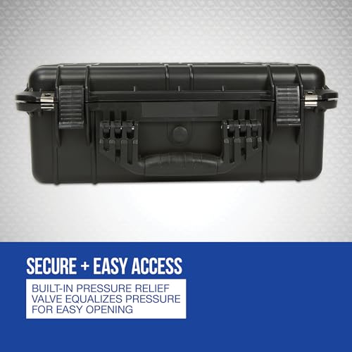Strongway 20in. Plastic Waterproof Storage Case With Foam, Ammo Box, Fit Use of Drones,Camera,Equipments,Pistols, (Black) - color: Black