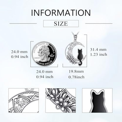 Animal Necklace 925 Sterling Silver Pendant Jewelry Gift for Women Animal Lover - style: Cat01