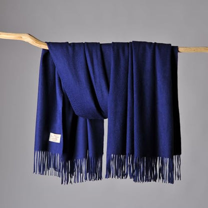 CUDDLE DREAMS Premium Cashmere Throw Blanket with Fringe, Luxuriously Soft (Navy) - color: Navy