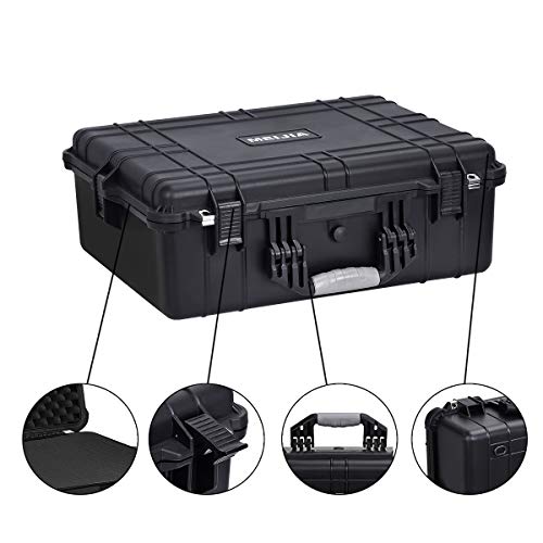 MEIJIA Portable Waterproof Protective Hard Case, Camera Case with Customizable Fit Foam Inserted,Fit Use of Drones,Camera,Equipments, Elegant Black (24.25"X19.43"X8.68")