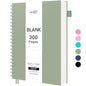 RETTACY Blank Journal Notebook, 300 Pages, A4 Large Size (8.2'' x 11.2''), 120 GSM Thick Paper, Flexible Plastic Cover, Spiral-bound, for Sketching, Drawing, Painting (Light Green) - color: Light Green