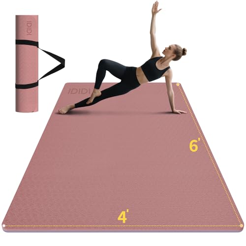 Large Yoga Mat (6'x 4') - Extra Long and Wide Workout Mat for Men and Women, Non-Slip POE 0.32''/0.4'' Thick Fitness Mat, Eco-Friendly Exercise Mat for Home Workouts, Ideal for Yoga and Pilates - color: Deep Pink+Grey, size: 8mm