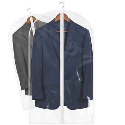 40” All Clear Garment Bags for Travel - PEVA Waterproof Suit Cover with Zipper for Hanging Clothes, Dresses, Coats - Durable Dresser for Closet Storage, Dustproof & Moisture Resistant - 40''/2 Pack - size: 40" -2 Pack