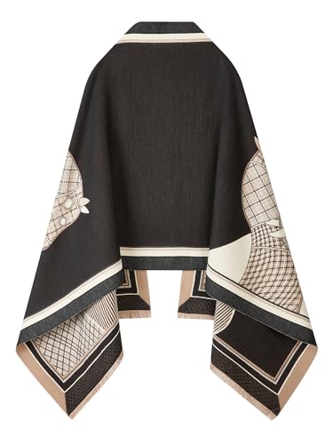 Women's Reversible Pashmina Shawl Wrap for Women Big Scarf Holiday Gifts - color: Black-hazel Brown