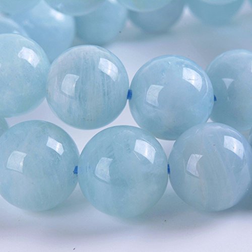 Justinstones Gem Semi Precious Gemstone 10mm Round Beads Stretch Bracelet 7 Inch Unisex - color: Aquamarine