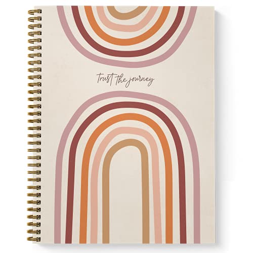 Softcover Trust The Journey 8.5" x 11" Motivational Spiral Health Journal/Notebook, 120 Daily Wellness Tracker Pages, Durable Gloss Laminated Cover, Gold Wire-o Spiral. Made in the USA - style: Trust the Journey