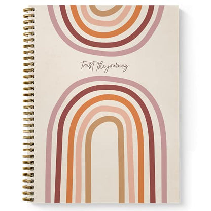 Softcover Trust The Journey 8.5" x 11" Motivational Spiral Health Journal/Notebook, 120 Daily Wellness Tracker Pages, Durable Gloss Laminated Cover, Gold Wire-o Spiral. Made in the USA - style: Trust the Journey