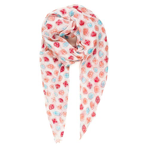 MELIFLUOS DESIGNED IN SPAIN Scarf for Women Lightweight Floral Flower Scarves for Summer Fall Shawl Wrap - color: Madrid Collections 42 - Beige Geometric