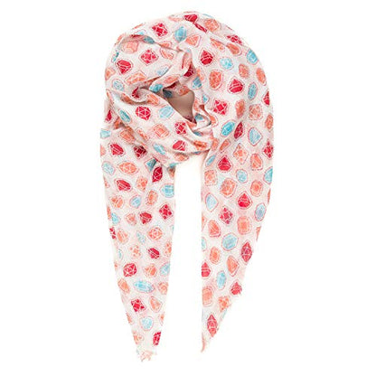 MELIFLUOS DESIGNED IN SPAIN Scarf for Women Lightweight Floral Flower Scarves for Summer Fall Shawl Wrap - color: Madrid Collections 42 - Beige Geometric