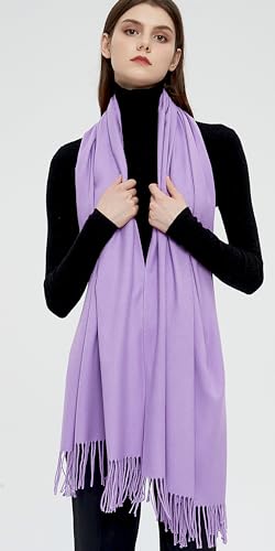 Pashmina Shawls and Wraps Scarfs for Women Wedding Party Winter Warm Long Solid Color - color: Light Purple