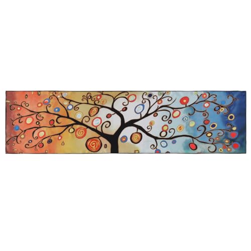 JWSilk Long Charmeuse Silk Scarf Classic Art Print - color: Tree of Life By Gustav Klimt