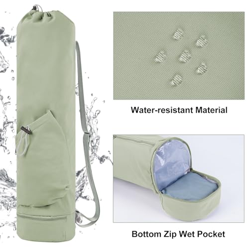 sportsnew Yoga Mat Bag with Water Bottle Pocket and Bottom Wet Pocket, Exercise Yoga Mat Carrier Multi-Functional Storage Bag, Patent pending