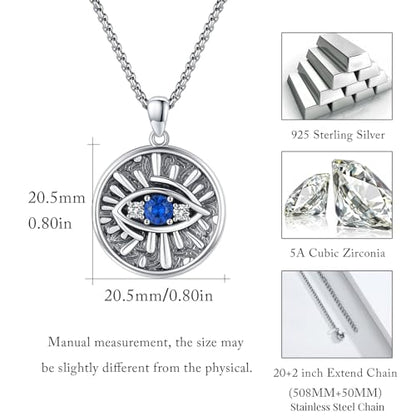 Evil Eye Necklace for Women 925 Sterling Silver, Protection Necklace with Blue Evil Eye Charm, Evil Eye/Lotus Pendant Jewelry, Birthday Christmas Gifts for Her - style: Blue Evil Eyes 11