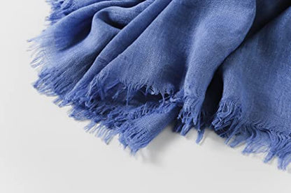 Jeelow Solid Color Scarf Wrap Shawl for Women Men – Soft Lightweight Head Scarf, All Season, Travel Beach Office Daily Wear - color: Azure Navy