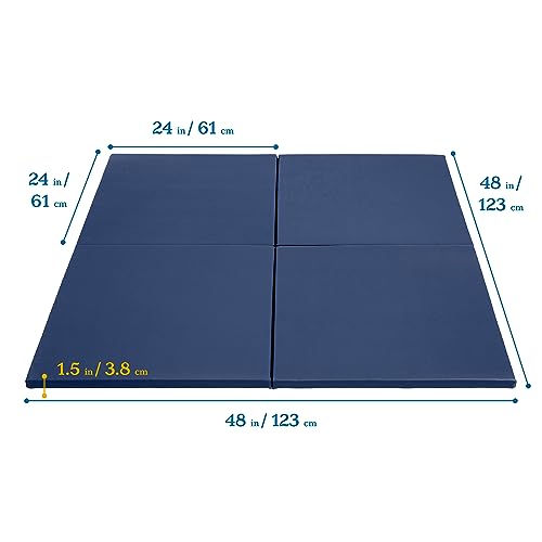 ECR4Kids SoftZone Play Patch Activity Mat Squares, Modular Playmat, Navy, 4-Pack - color: Navy