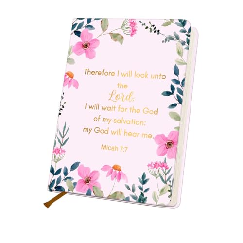 Bible Verse Lined Journal Notebook for Women Men, 200 Pages A5 Hardcover Leather Journals for Writing & Note Taking, Watercolor Floral College Ruled Notebook Diary Notepad, Christian Gifts 4 - color: Multi 1289