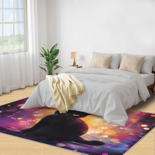 Cat Rug - 4x5 Rug, Fun Cats Rugs for Living Room Bedroom, Animal Washable Rugs, Non Slip Classroom Carpet, Soft & Low-Pile - color: Cat#91, size: 4' x5' (Rectangular)