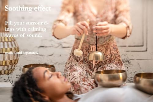 Bronze Singing Bowl with Felt Ring and Cover, Cosmos Series — MADE IN INDIA — For Meditation, Yoga and Sound Healing Therapy, 2-YEAR WARRANTY - size: 3.5", style: Single