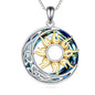 Sun and Moon Necklace for Women 925 Sterling Silver Celtic Crescent Moon Pendant Blue Opal/White Opal/Abelone Shell/Labradorite/Moonstone Jewelry Gift for Teen Girls - color: crystal