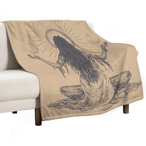 Retro Rustic Indian Yoga Throw Blanket for Couch Bed, Soft Cozy Classic Art Meditating Sofa Decor Blankets for Women, Men, 60"x80" - color: Retro Rustic Indian Yoga, size: 60"x80"