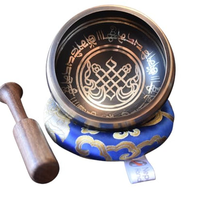 Color Singing Bowl Set with free stick and cushion by Nepalese Handicraft Zone (Black Style 2) - color: Black Style 2