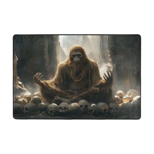 Sasquatch Meditation Area Rug Low Pile Floor Mat for Living Room Bedroom Water Absorption Indoor Carpet 3×2 FT - size: 3×2 Feet