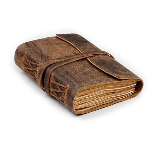 LEATHER VILLAGE Leather Bound Journal - Rustic Brown, 8"X6", 220 Pages - Vintage Blank Paper Diary for Writing, Drawing, Sketchbook, and Travel Notebook - Ideal for Women and Men - color: Cappuccino Brown, size: 8 inches X 6 inches