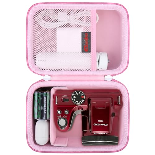 Elonbo Carrying Case for KODAK PIXPRO AZ528/ AZ255/ AZ405/ AZ425/ AZ401 Digital Camera, Kodak PIXPRO Astro Zoom Vlogging Camera Hard Travel Storage Bag, Mesh Pocket fits Battery Cable, Pink - color: Pink