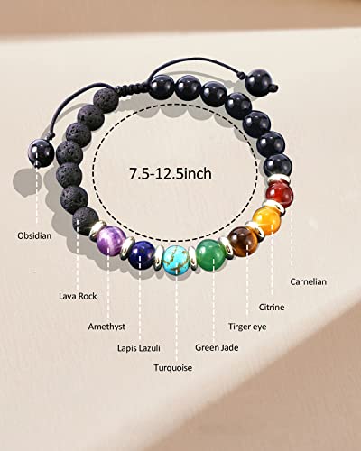 Anxiety Spiritual Stress Relief Fidget Chakra Healing Crystals Beaded Bracelets Mindfulness Meditation Essential Oils Accessories Gifts for Women Men - color: Lotus Chakra