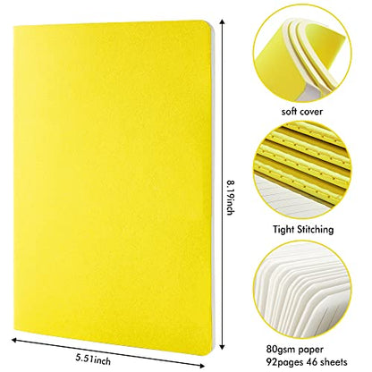 feela 8 Pack Soft Cover Journal Bulk, Notebooks College Ruled for Work, Lined Travel Journal for Women Men, Note Taking Notebook School Supplies Business Writing, 8.2” x 5.5”, A5, Lemon Yellow - color: 8 Lemon Yellow