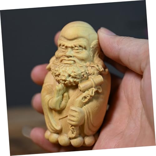 Bodhidharma Wooden Statue Hand-Carved Huangyang Wood Ornament for Zen Decor Meditation Space and Spiritual Home Decoration