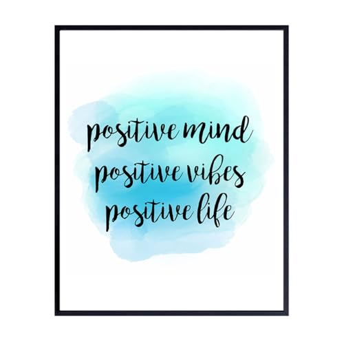 Positive Mind Unframed Wall Art Print - Watercolor Typography - Makes a Great Gift for Home Decor - Inspirational and Motivational - Ready to Frame (8x10) Photo