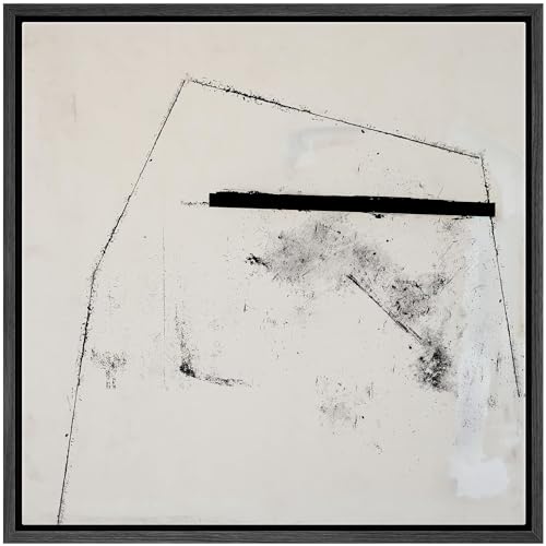 SIGNWIN Framed Canvas Print Wall Art Grunge Industrial Polygon Landscape Abstract Shapes Illustration Modern Art Decorative Minimal Calm/Zen for Living Room, Bedroom, Office - 16"x16" Black - color: A17-2208-m27, size: 16"L x 16"W