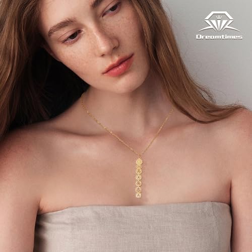 Dreamtimes 7 Chakra Necklace for Women Stainless Steel Spiritual Healing Pendant Necklace for Meditation Yoga Lover for Christmas - color: Gold