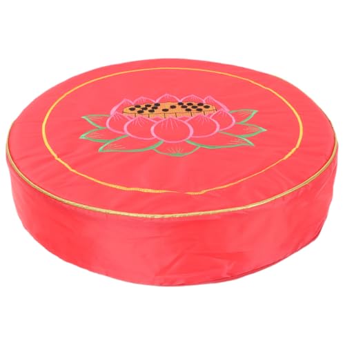 VANZACK Meditation Floor Pillow Cushion Large Buckwheat Bolster Sitting Cushion Thick Red Floral Zafu Pillow for Yoga and Worship Sessions
