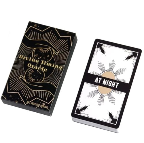 Timing Answer Message Card Deck – 54 English Cards, Black & White Minimal Design, 10.3 × 6 cm