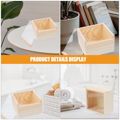 SEWACC 3pcs Sliding Lid Wood Storage Box 12x12x8cm Small Organizer Case for Sundries and Jewelry