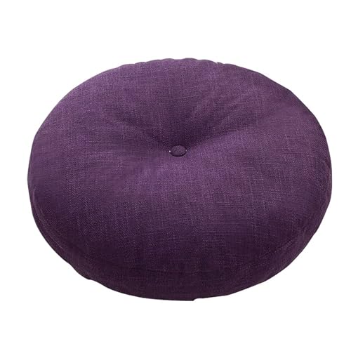 Round Meditation Cushion,Japanese Tatami Floor Pillow Cushion Seating Pillows,Cotton Linen Seat Pads Chair Cushion for Balcony Office Pet Bed Reading Area(16inch, Dark Purple) - color: Dark Purple, size: 16inch