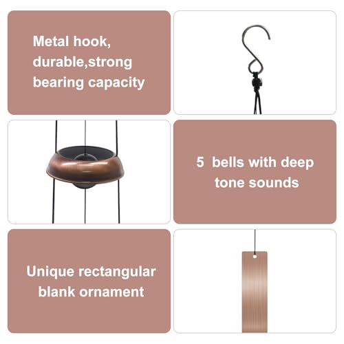 SumDirect Wind Chimes for Outside, Temple Windchimes with 5 Red Copper Bells, Feng Shui Decor for Patio Lawn Garden Home & Outdoor Art (Temples) - size: Temples