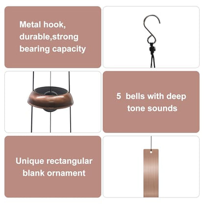 SumDirect Wind Chimes for Outside, Temple Windchimes with 5 Red Copper Bells, Feng Shui Decor for Patio Lawn Garden Home & Outdoor Art (Temples) - size: Temples