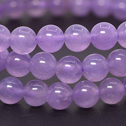Justinstones Gem Semi Precious Gemstone 6mm Round Beads Stretch Bracelet 6.5 Inch - color: A Grade Lilac Amethyst