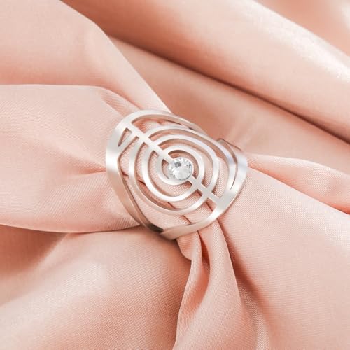 Dreamtimes Cho Ku Rei Reiki Ring Protection Healing Symbol Yoga Rings For Women Sacred Geometry Stainless Steel Energy Yoga Power Ring Sacred Geometry Amulet - color: Silver