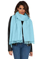 likemary Pashmina Shawls and Wraps - Large Merino Wool Blanket Scarf for Women - Handmade Travel, Meditation & Festival Wrap - color: Crystal Blue 28" X 80"