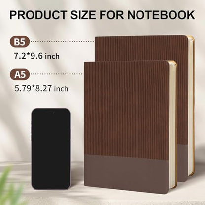 Lined Journal Notebook for Work College Ruled Note Book 7.2"x9.6" B5 PU Leather Daily Journaling 160 Pages for Women Men Writing Home School Supplies Business (Coffee) - color: 11-Coffee-1pack, style: B5 Lined 160pages