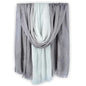 Two-tone Linen Scarf for Women Lightweight Summer Wrap Cotton Shawl Beach Travel Pashmina Gauze 75"×35" - color: Light Grey/White